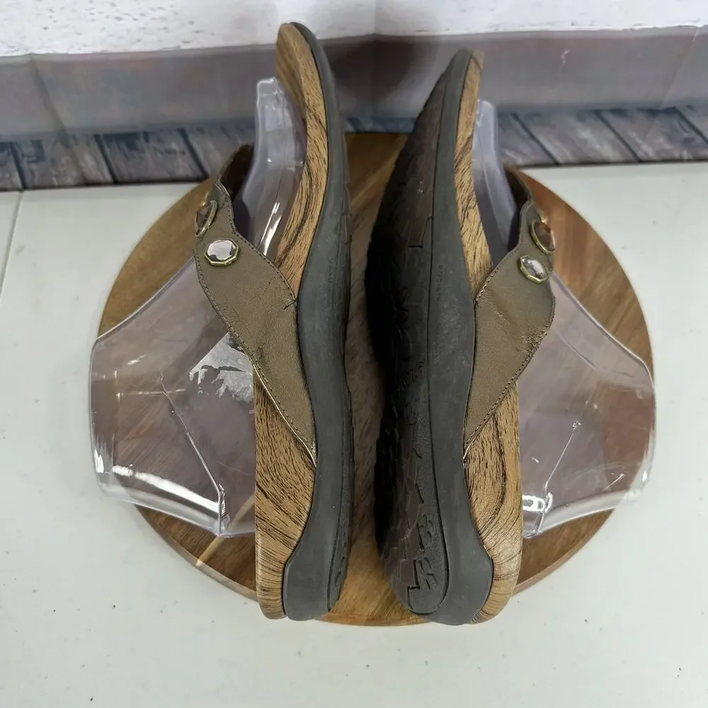 Vionic Sandal‎ Womens 11 Brown Eve Beaded Orthoheel Comfort Cushion Bronze